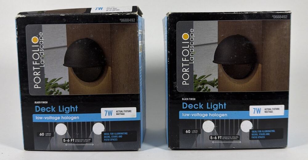 (2) Portfolio 7-watt Black Low Voltage Halogen Deck Step Light 0688492 - New